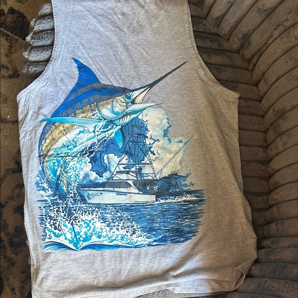 Guy Harvey Other - Guy Harvey Gray Tank Top with Blue Marlin Design